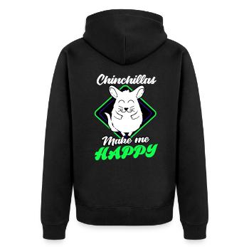 Chinchilla Geschenk Südamerika Nagetier Haustier - Unisex Premium Bio Zip Hoodie - Schwarz - Hinten - Nico (187cm)