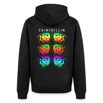 Chinchilla Geschenk Südamerika Nagetier Haustier - Unisex Premium Bio Zip Hoodie - Schwarz - Hinten - Nico (187cm)