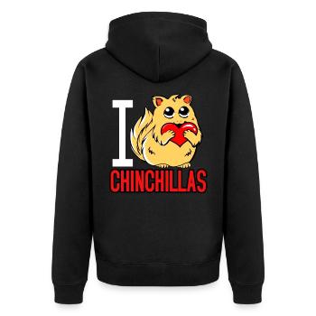 Chinchilla Geschenk Südamerika Nagetier Haustier - Unisex Premium Bio Zip Hoodie - Schwarz - Hinten - Nico (187cm)