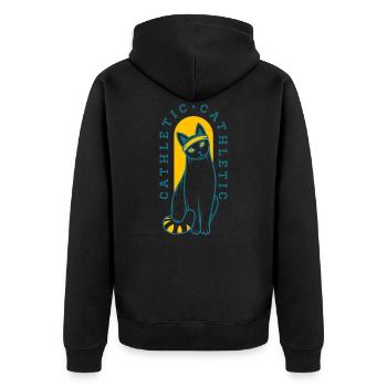 Gymnastik Ninja Katze Sportlich Kathleth Lustiges - Unisex Premium Bio Zip Hoodie - Schwarz - Hinten - Nico (187cm)