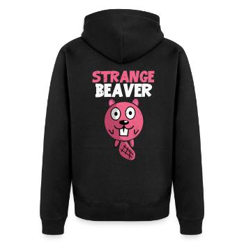 Beaver - Unisex Premium Organic Zip Hoodie - black - Back - Nico (187cm)