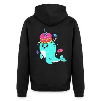 Narwal - Unisex Premium Bio Zip Hoodie - Schwarz - Hinten - Nico (187cm)