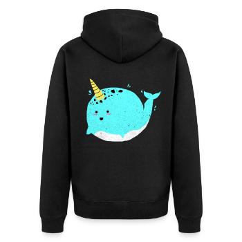 Narwal - Unisex Premium Bio Zip Hoodie - Schwarz - Hinten - Nico (187cm)