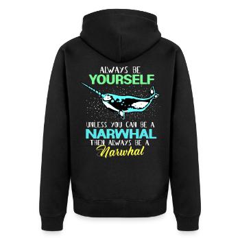 Narval cadeau de licorne Kawaii baleine plongée sous-marine - Veste à capuche bio Premium Unisexe - noir - Dos - Nico (187cm)