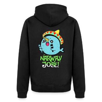 Narwal - Unisex Premium Bio Zip Hoodie - Schwarz - Hinten - Nico (187cm)