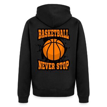 Basketball Never Stop - Unisex Premium Bio Zip Hoodie - Schwarz - Hinten - Nico (187cm)