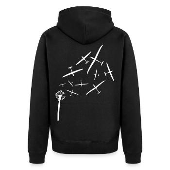 pusteblume segelflugzeug weiss gleiten Geschenkide - Unisex Premium Bio Zip Hoodie - Schwarz - Hinten - Nico (187cm)