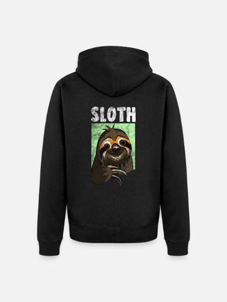 Faultier - Unisex Premium Bio Zip Hoodie - Schwarz