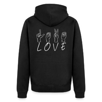 Amour langue des signes Saint Valentin Cadeau cool - Veste à capuche bio Premium Unisexe - noir - Dos - Nico (187cm)