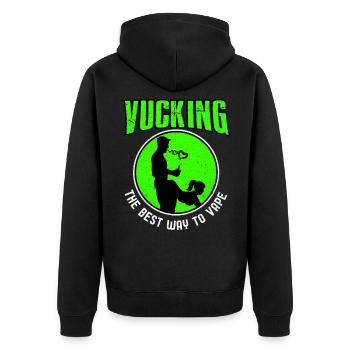 Vape - Unisex Premium Bio Zip Hoodie - Schwarz - Hinten - Nico (187cm)