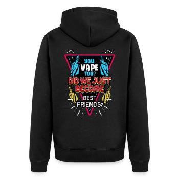 Vape - Unisex Premium Bio Zip Hoodie - Schwarz - Hinten - Nico (187cm)