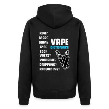 Vape - Unisex Premium Bio Zip Hoodie - Schwarz - Hinten - Nico (187cm)