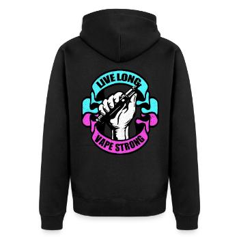 Vape - Unisex Premium Bio Zip Hoodie - Schwarz - Hinten - Nico (187cm)