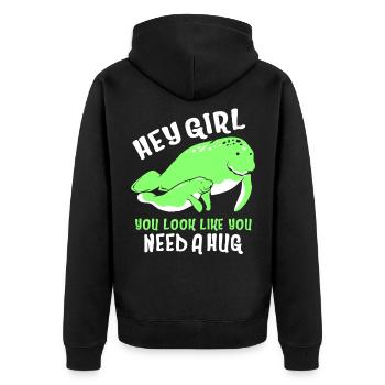 Laque de dugong sanglier Sirenia Manatee - Veste à capuche bio Premium Unisexe - noir - Dos - Nico (187cm)