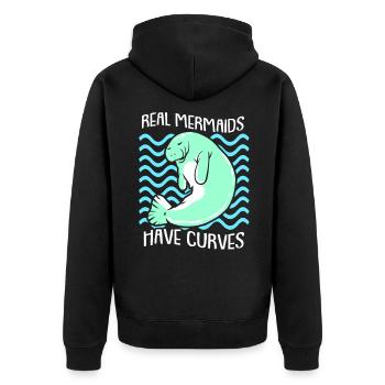 Laque de dugong sanglier Sirenia Manatee - Veste à capuche bio Premium Unisexe - noir - Dos - Nico (187cm)