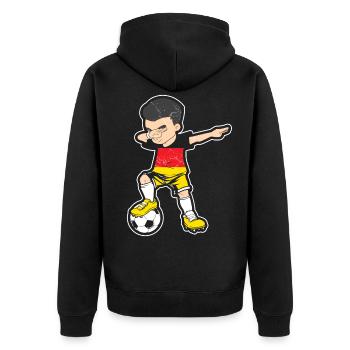 Fußball Fussball Deutschland Fan - Unisex Premium Bio Zip Hoodie - Schwarz - Hinten - Nico (187cm)