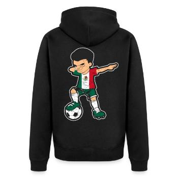 Fußball Mexico - Unisex Premium Bio Zip Hoodie - Schwarz - Hinten - Nico (187cm)
