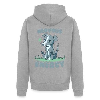 Nervous Energy Greyhound - Unisex Premium Organic Zip Hoodie - heather grey - Back - Nico (187cm)