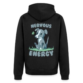 Nervöse Energie Windhund - Unisex Premium Bio Zip Hoodie - Schwarz - Hinten - Nico (187cm)
