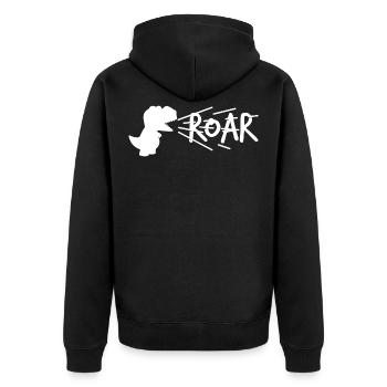 Dinosaur Roaring Dino White Funny Gift - Unisex Premium Organic Zip Hoodie - black - Back - Nico (187cm)