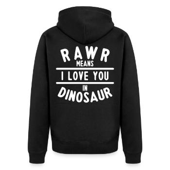 Dinosaurier Rawr Dino Ich Liebe Dich Cool Geschenk - Unisex Premium Bio Zip Hoodie - Schwarz - Hinten - Nico (187cm)