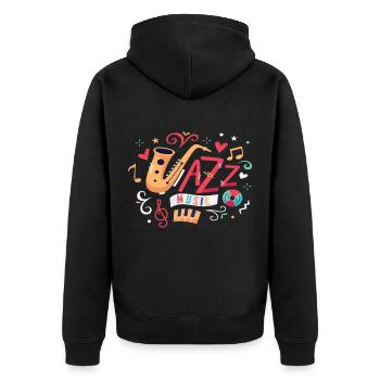 Musique de jazz Saxophone Instrument saxophone - Veste à capuche bio Premium Unisexe - noir - Dos - Nico (187cm)