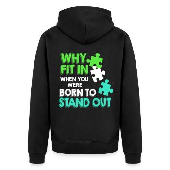 Down Syndrom Chromosom Trisomie 21 Awareness 321 - Unisex Premium Bio Zip Hoodie - Schwarz - Hinten - Nico (187cm)