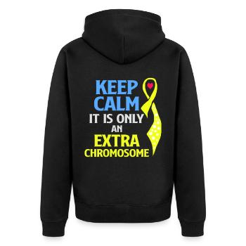 Down Syndrom Chromosom Trisomie 21 Awareness 321 - Unisex Premium Bio Zip Hoodie - Schwarz - Hinten - Nico (187cm)