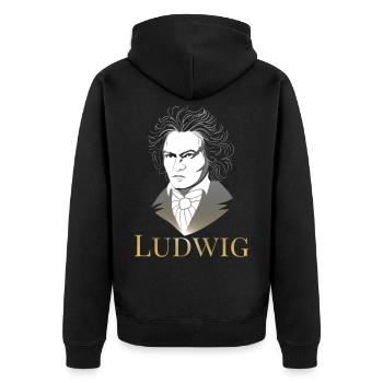 Ludwig van Beethoven - Unisex Premium Bio Zip Hoodie - Schwarz - Hinten - Nico (187cm)