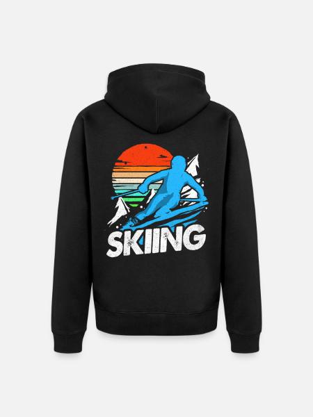 Skiing Skiing Skiing Skiing Skiing - Unisex Premium Organic Zip Hoodie - black
