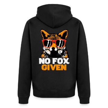 Fox - Unisex Premium Organic Zip Hoodie - black - Back - Nico (187cm)