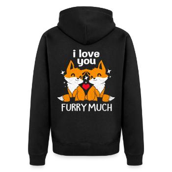 Fox - Unisex Premium Organic Zip Hoodie - black - Back - Nico (187cm)
