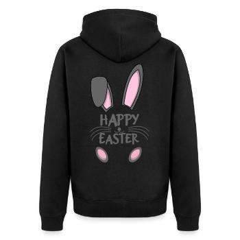 Happy Easter Bunny - Unisex Premium Bio Zip Hoodie - Schwarz - Hinten - Nico (187cm)