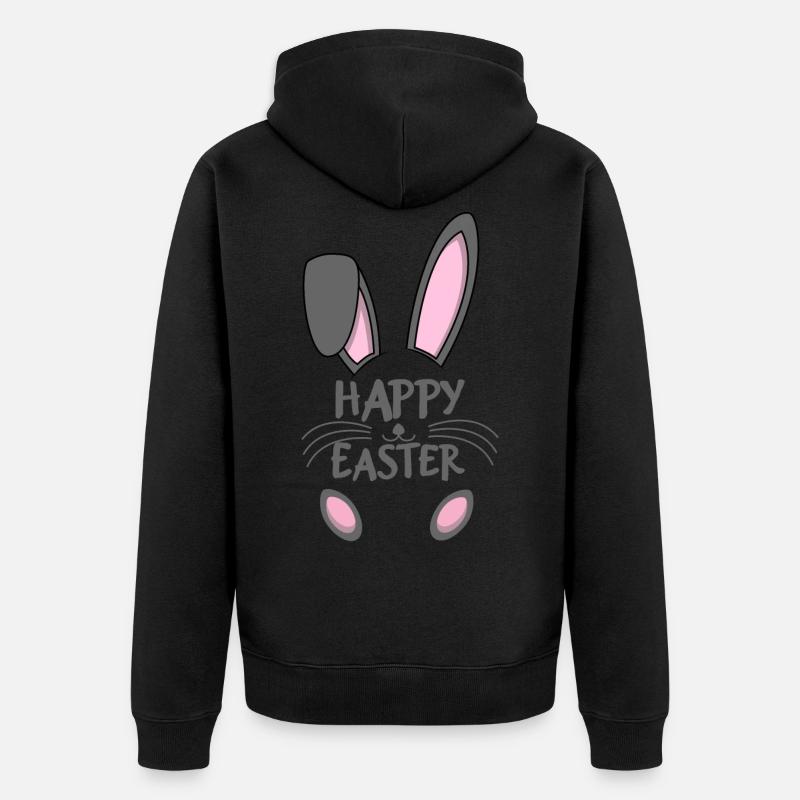Joyeux lapin de Pâques - Veste à capuche bio Premium Unisexe - noir