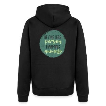 Vegetarier Tiere verletzen Cooles Geschenk - Unisex Premium Bio Zip Hoodie - Schwarz - Hinten - Nico (187cm)