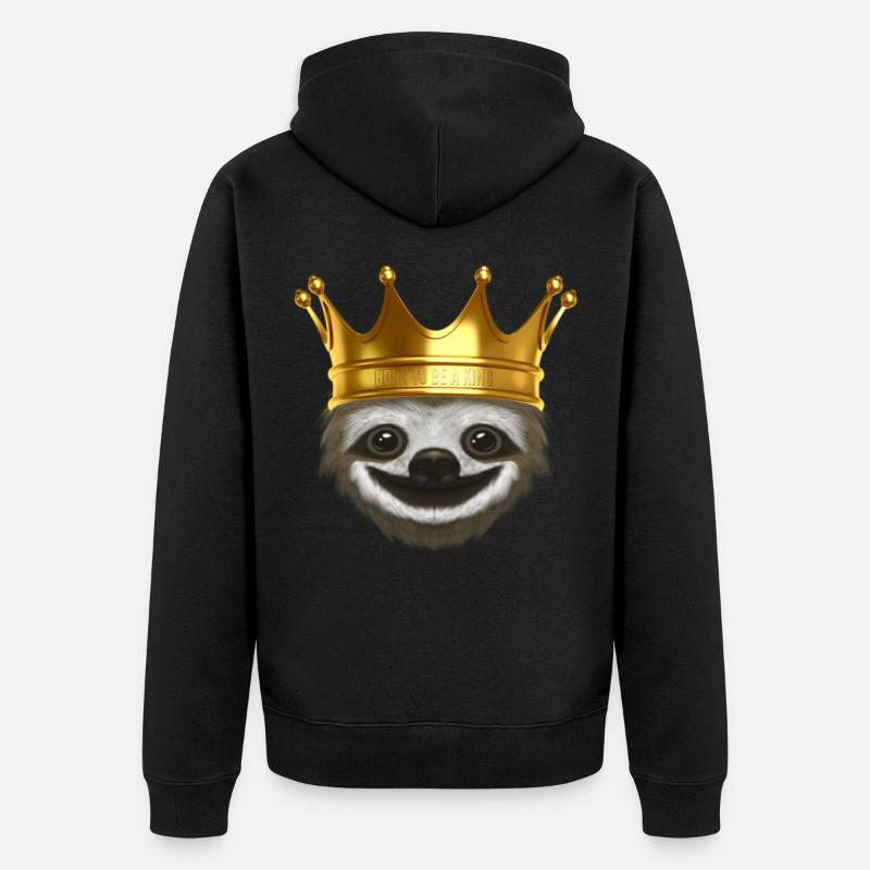 Sloth King - Unisex Premium Bio Zip Hoodie - Schwarz