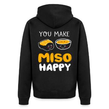 Sushi Go Rice Japan Tokyo Miso Nigiri Maki Udon - Unisex Premium Organic Zip Hoodie - black - Back - Nico (187cm)
