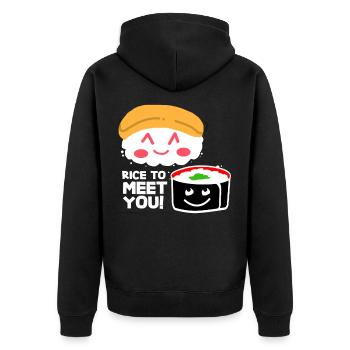 Sushi Go Rice Japan Tokyo Miso Nigiri Maki Udon - Unisex Premium Organic Zip Hoodie - black - Back - Nico (187cm)
