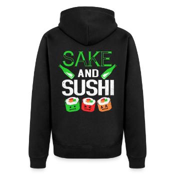 Sushi - Unisex Premium Bio Zip Hoodie - Schwarz - Hinten - Nico (187cm)