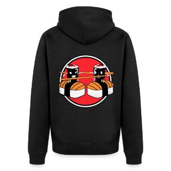 Sushi - Unisex Premium Bio Zip Hoodie - Schwarz - Hinten - Nico (187cm)