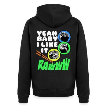 Sushi - Unisex Premium Bio Zip Hoodie - Schwarz - Hinten - Nico (187cm)
