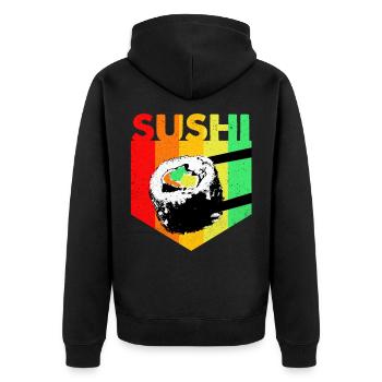 Sushi - Unisex Premium Bio Zip Hoodie - Schwarz - Hinten - Nico (187cm)