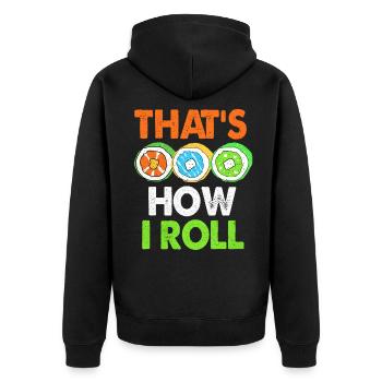 Sushi - Unisex Premium Bio Zip Hoodie - Schwarz - Hinten - Nico (187cm)