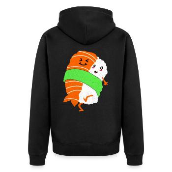 Sushi - Unisex Premium Bio Zip Hoodie - Schwarz - Hinten - Nico (187cm)