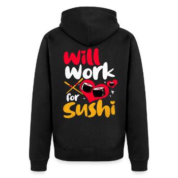 Sushi - Unisex Premium Bio Zip Hoodie - Schwarz - Hinten - Nico (187cm)