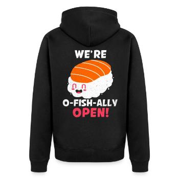 Sushi - Unisex Premium Bio Zip Hoodie - Schwarz - Hinten - Nico (187cm)