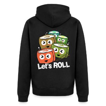 Sushi - Unisex Premium Bio Zip Hoodie - Schwarz - Hinten - Nico (187cm)