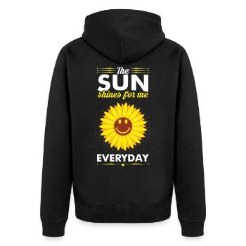 Sonnenblume Glück Sommer - Unisex Premium Bio Zip Hoodie - Schwarz - Hinten - Nico (187cm)
