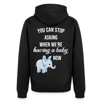 Pregnancy baby gift - Unisex Premium Organic Zip Hoodie - black - Back - Nico (187cm)