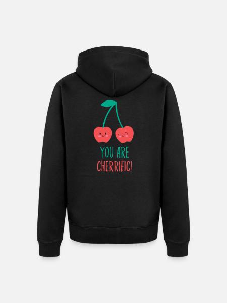 Cherries Cherrific Comic Funny Gift - Unisex Premium Organic Zip Hoodie - black